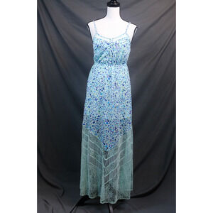 New Candies Womens Small Floral Lace Smocked Top Maxi Dress